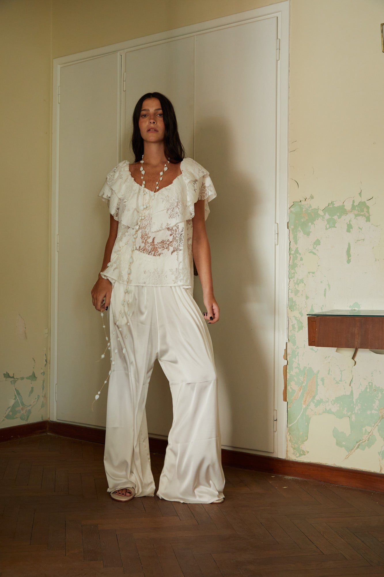 Blusa Olive Volados Blanca