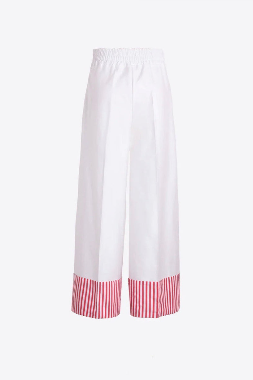 Pantalón Blanco Rayas Rojas