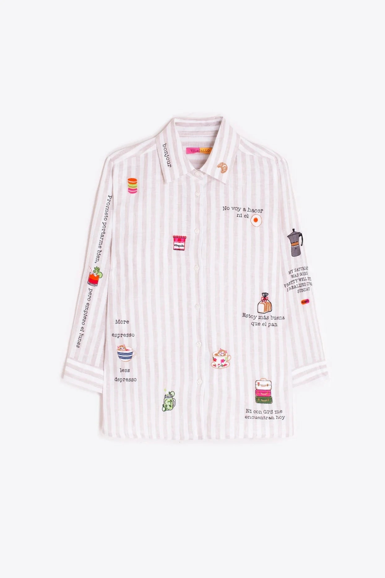 Camisa Rayas Beige Bonjour
