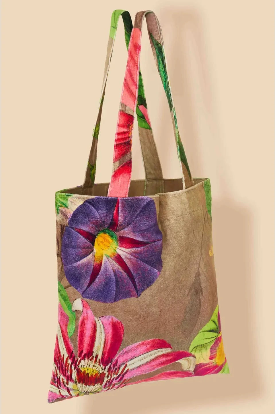 Bolso de mujer de terciopelo botánico, flores estampado