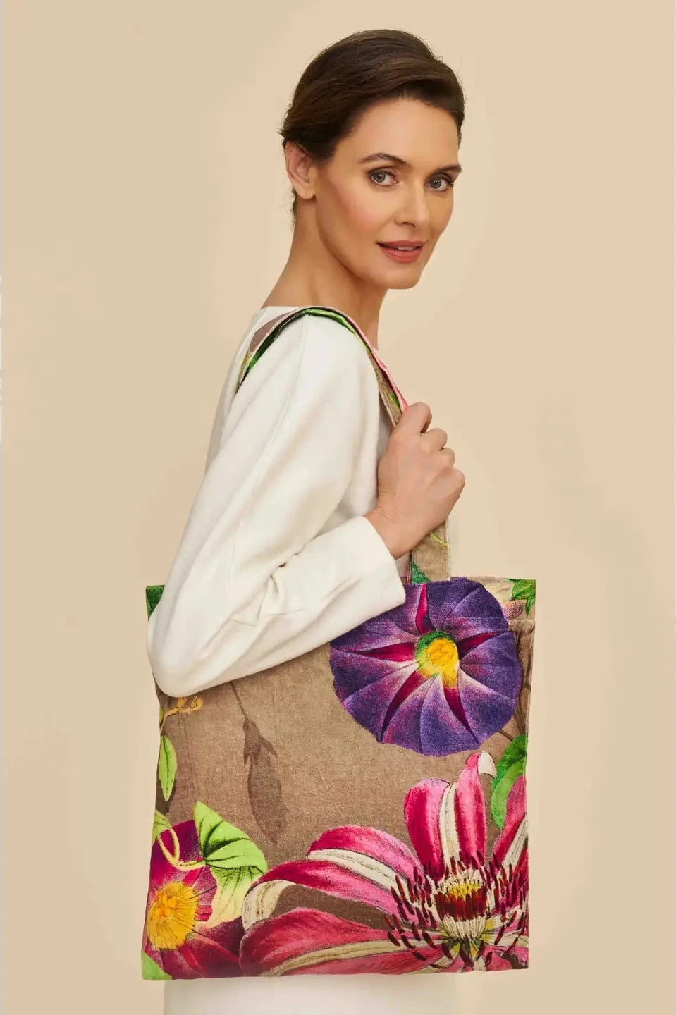 Bolso de terciopelo botánico flores