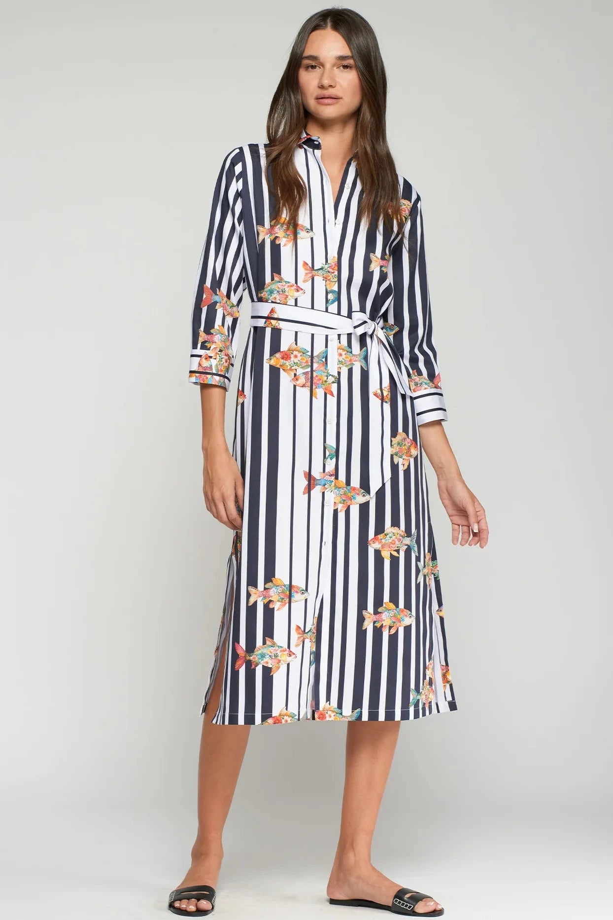 Vestido Camisero Rayas Peces