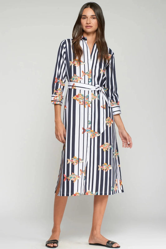 Vestido Camisero Rayas Peces