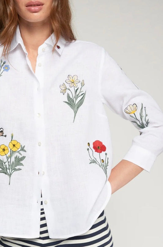 Camisa Flores Bordadas