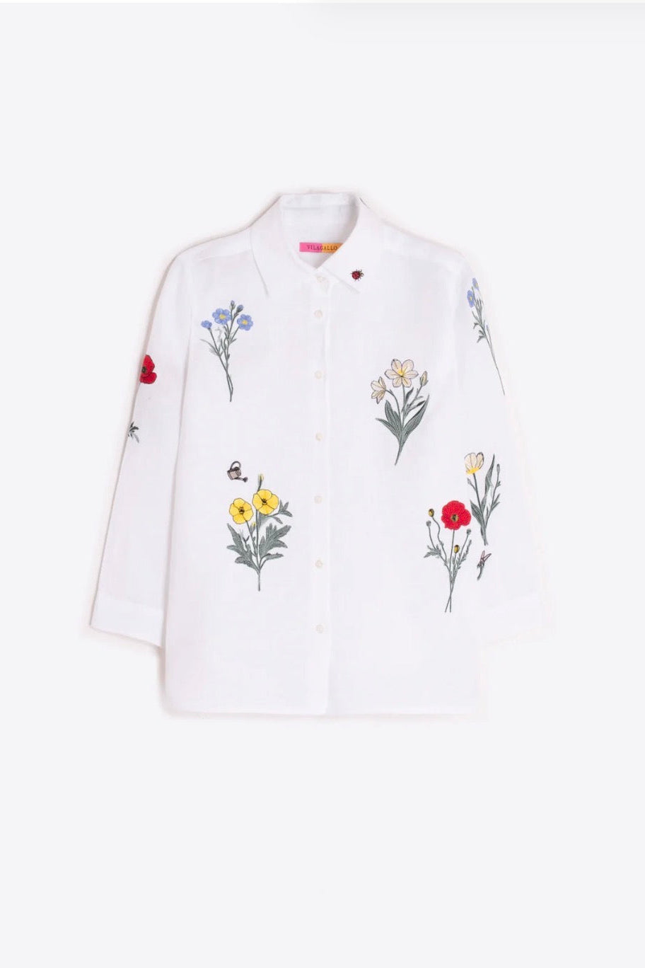 Camisa Flores Bordadas