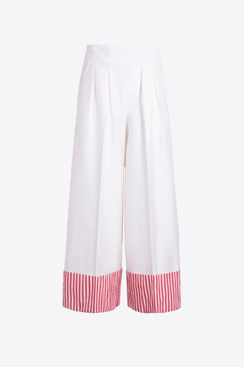 Pantalón Blanco Rayas Rojas