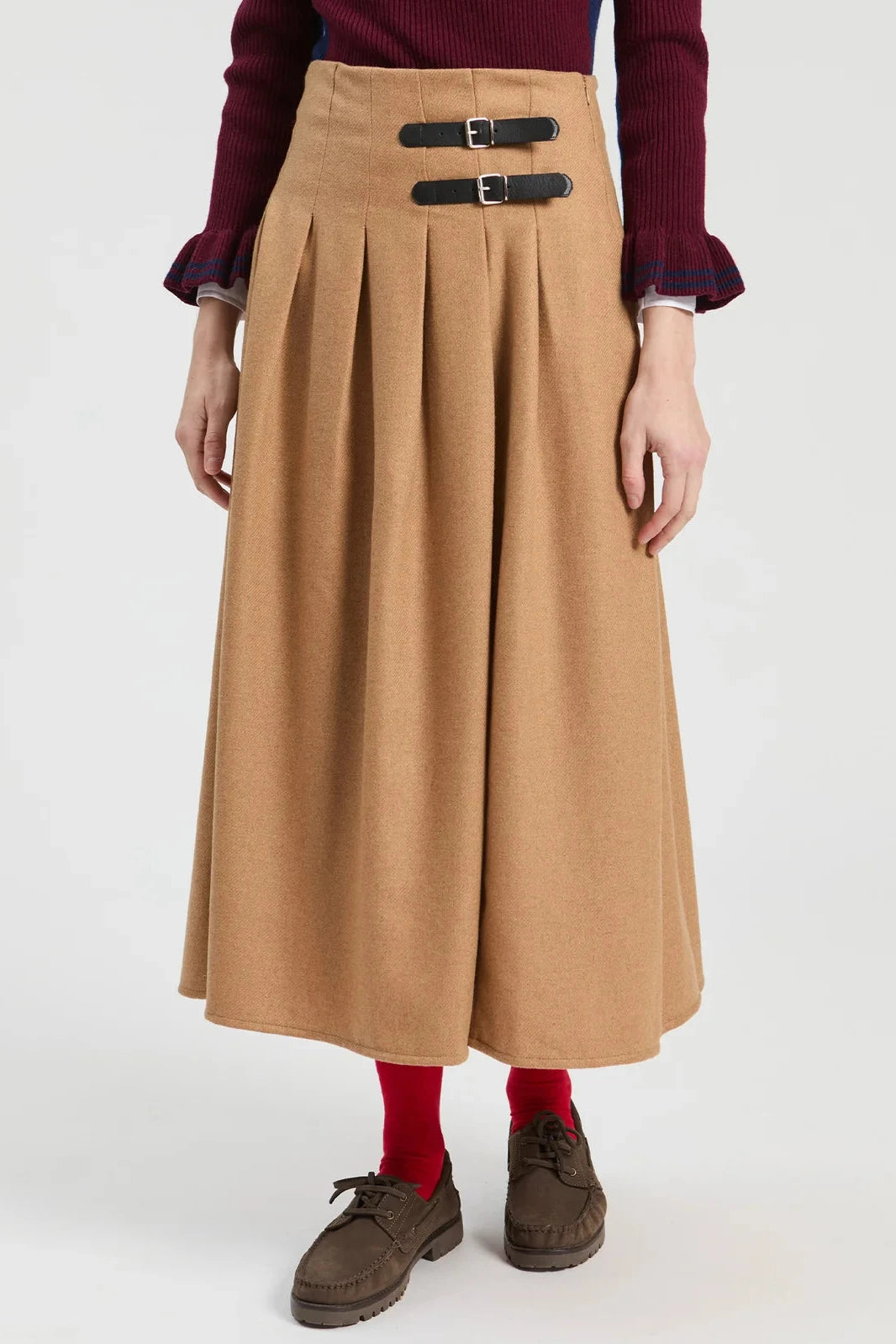Falda Larga Beige Tweed