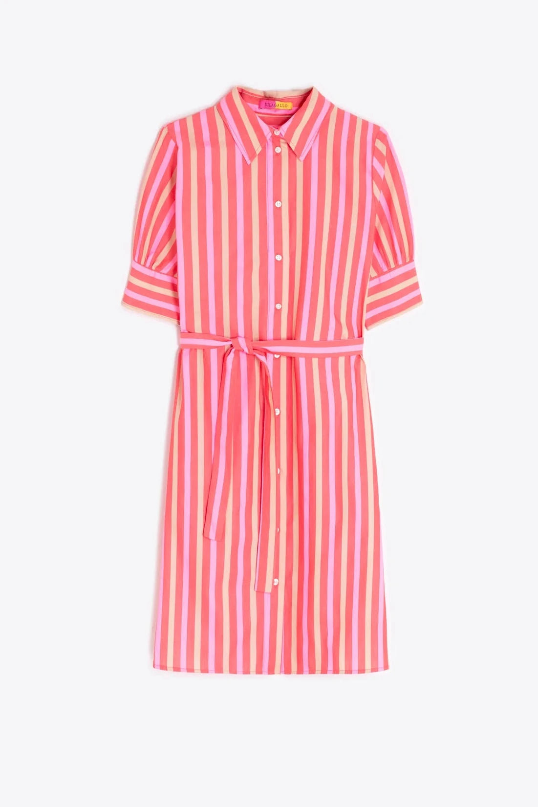 Vestido Camisero Rayas Rosa
