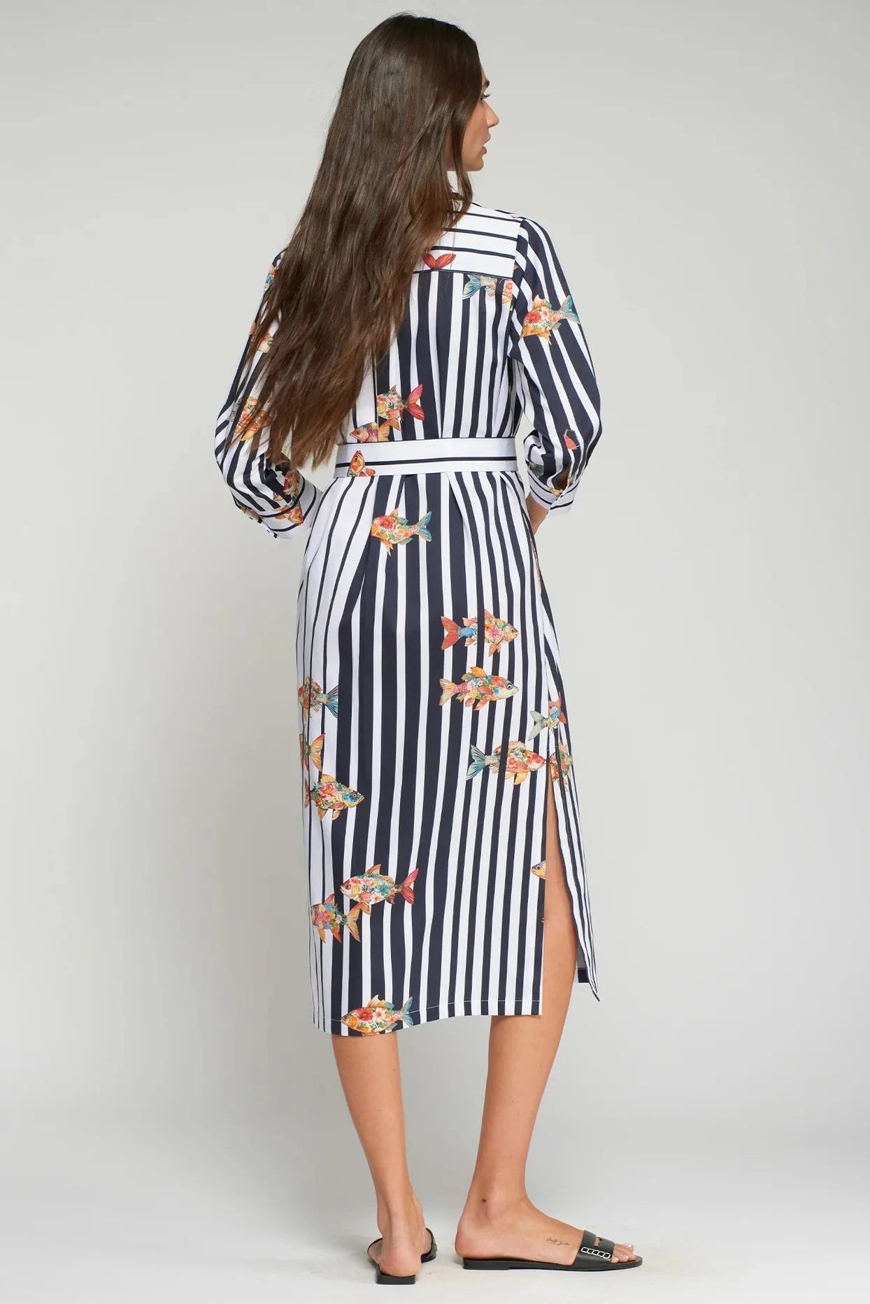 Vestido Camisero Rayas Peces