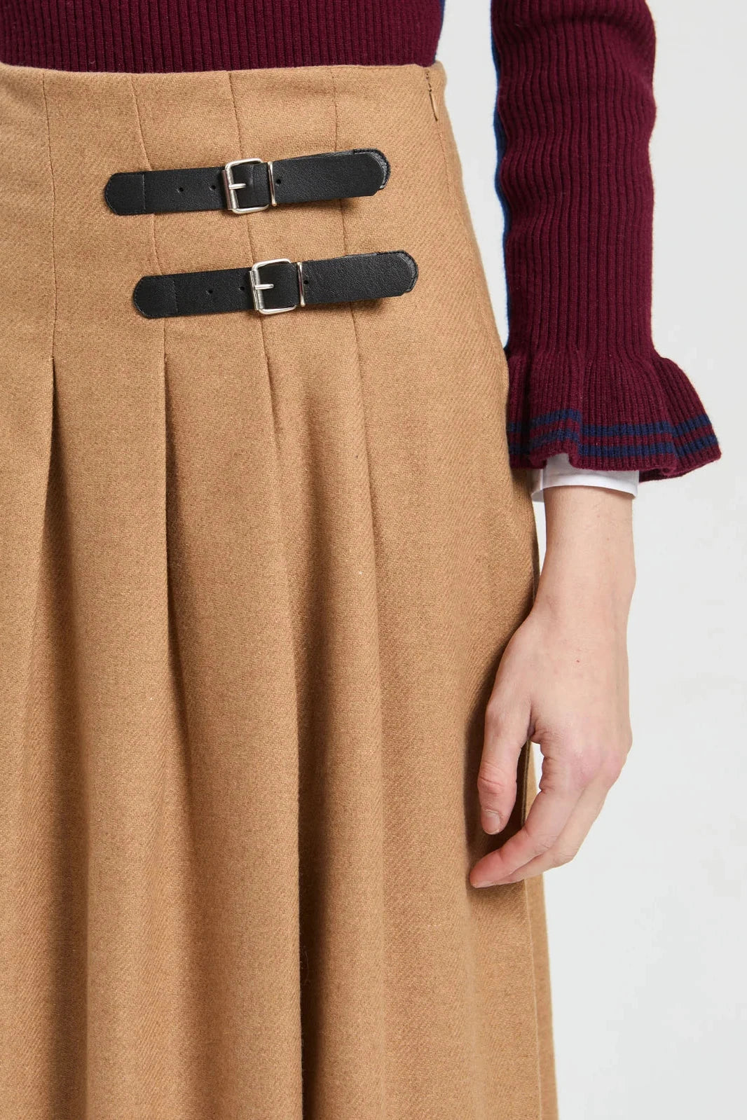 Falda Larga Beige Tweed