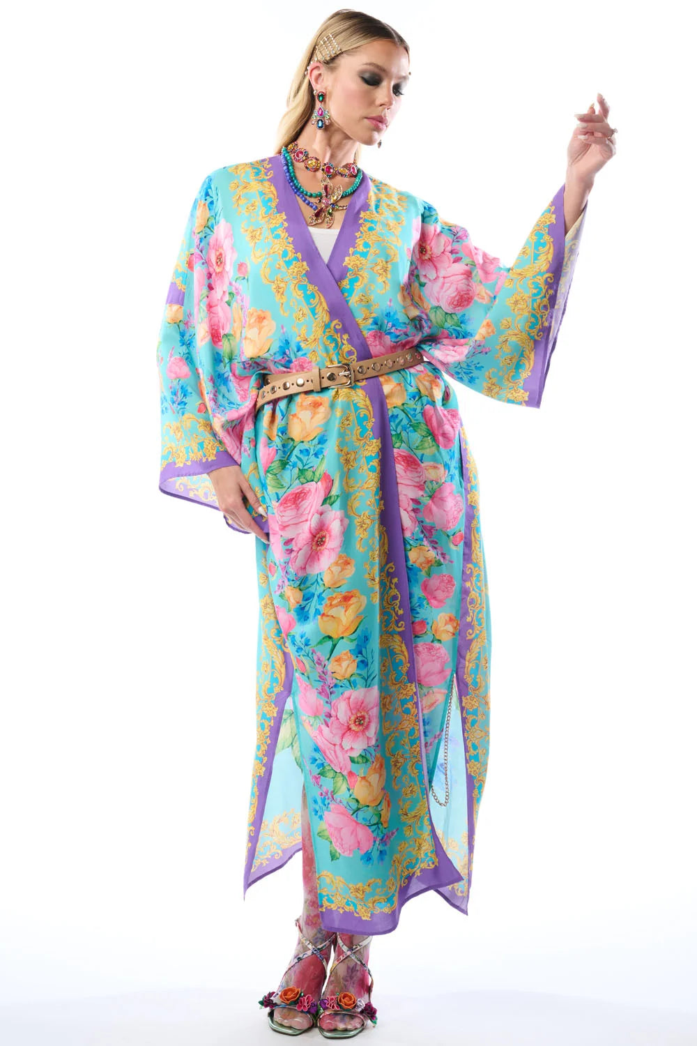 Kimono Blossom Maxi Azul