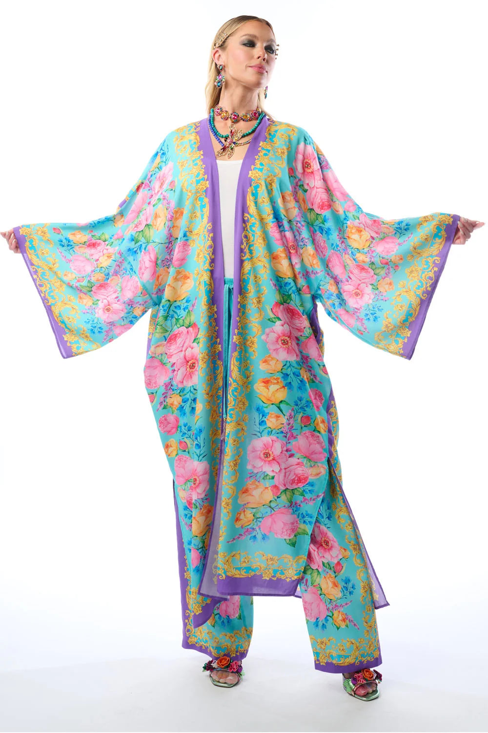 Kimono Blossom Maxi Azul