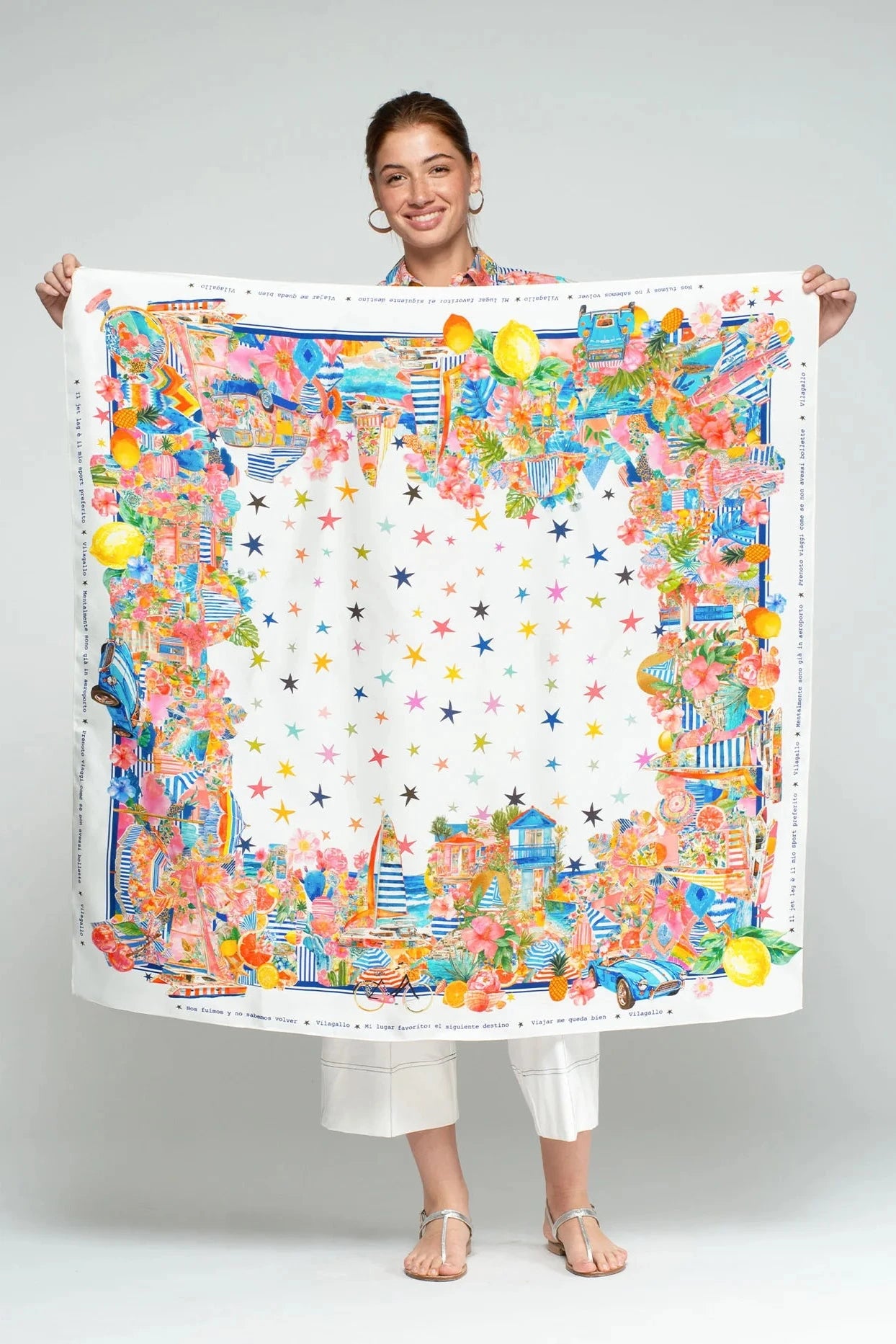 Pañuelo Seda Estrellas Tropical