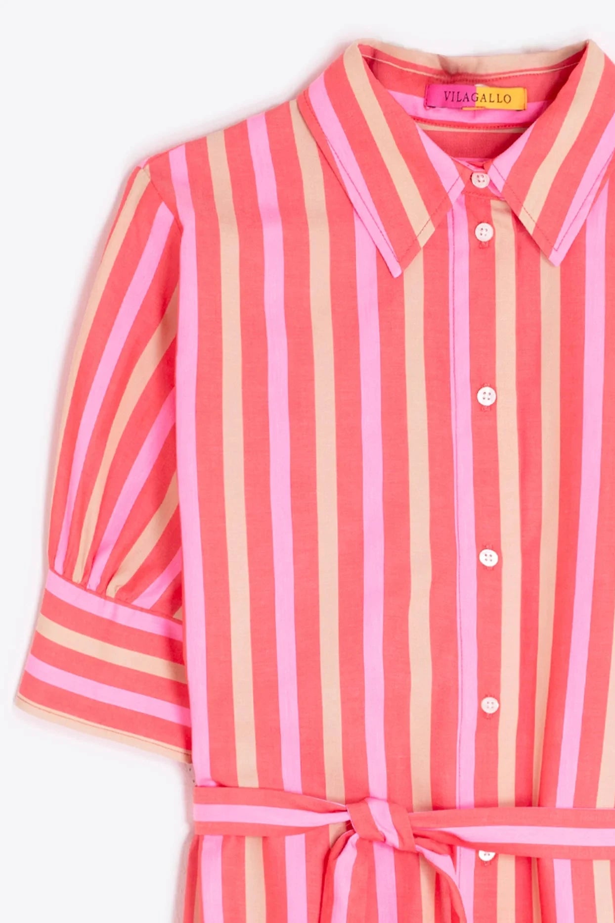 Vestido Camisero Rayas Rosa