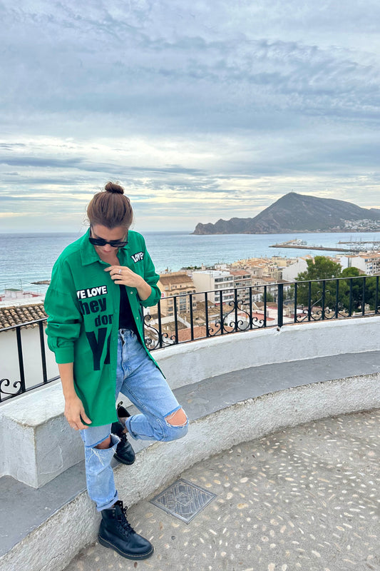 Camisa Verde - Mujer - Gabardina - Love - Altea - Benidorm - España - Moda