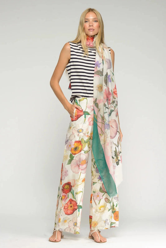 Pantalón Estampado Flores Multicolor