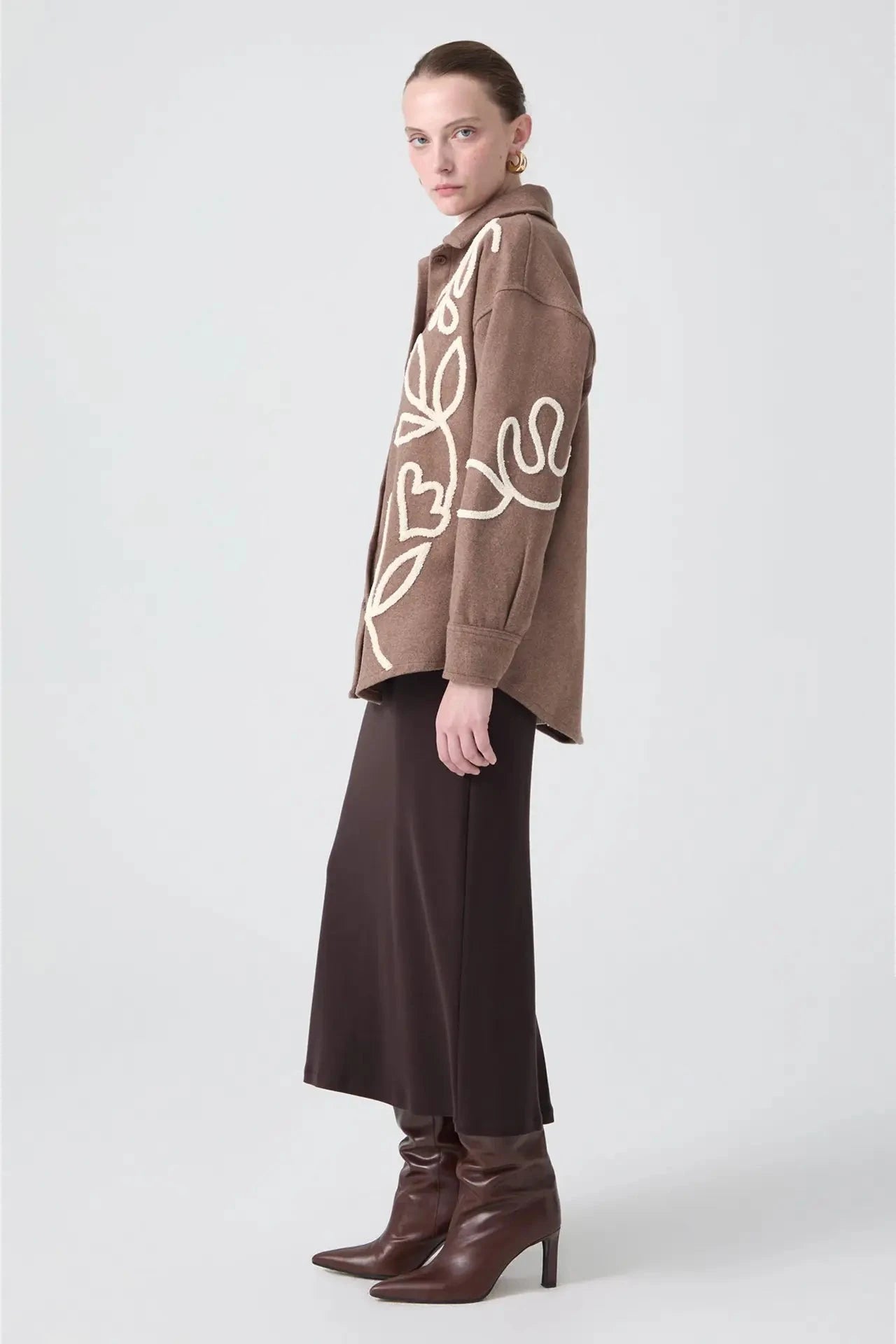 Chaqueta de Abrigo Bordada